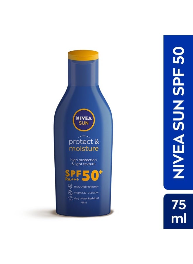 NIVEA Sun Protect and Moisture 75ml SPF 50 Advanced Sunscreen for Normal Instant Protection| PA+++ UVA - UVB Protection System| Vitamin E + Moisture| Very Water Resistant| For Unisex - Image 2